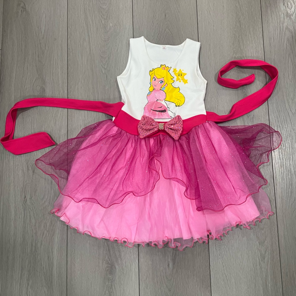 Princess Peach Party Birthday Dress with Bow
